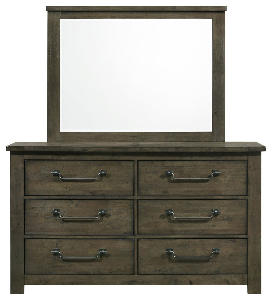 Picket House Furnishings Memphis 6-Drawer Dresser with Mirror Set in Grey