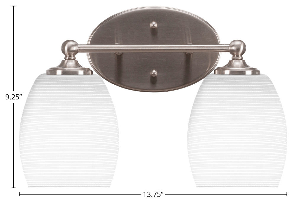 Capri 2-Light Bath Bar, Brushed Nickel/White Matrix