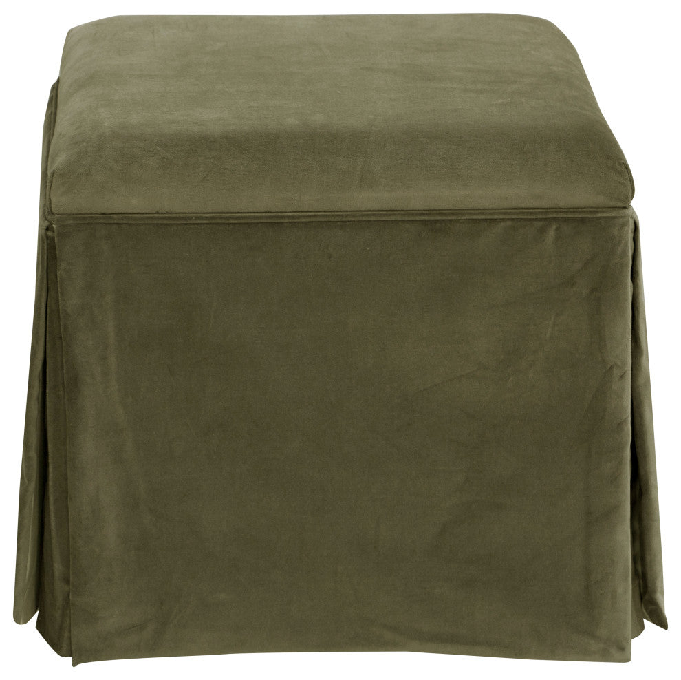 Ivy Skirted Storage Ottoman, Regal Moss