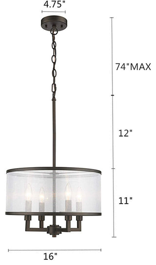 VALENTINA Transitional 4 Light  Rubbed Bronze Ceiling Pendant 16inches Wide