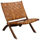 Basket Weave Leather Lounge Chair, Cognac
