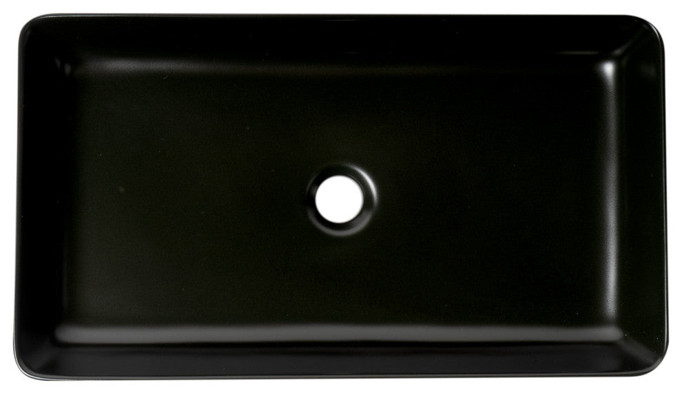 Alfi Brand Abc902-Bm Black Matte 24" Modern Rectangular Above Mount Ceramic Sink