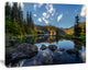 Mountain Lake Surrounded by Trees, Landscape Canvas Art Print, 20"x12"