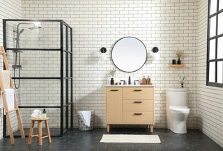 Home Living Modern Natural Oak-Light Bathroom Vanity, Maple, 36"