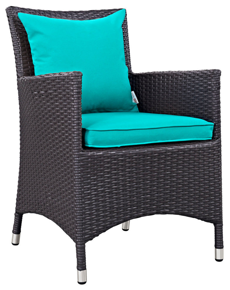 Espresso Turquoise Convene Dining Outdoor Patio Armchair