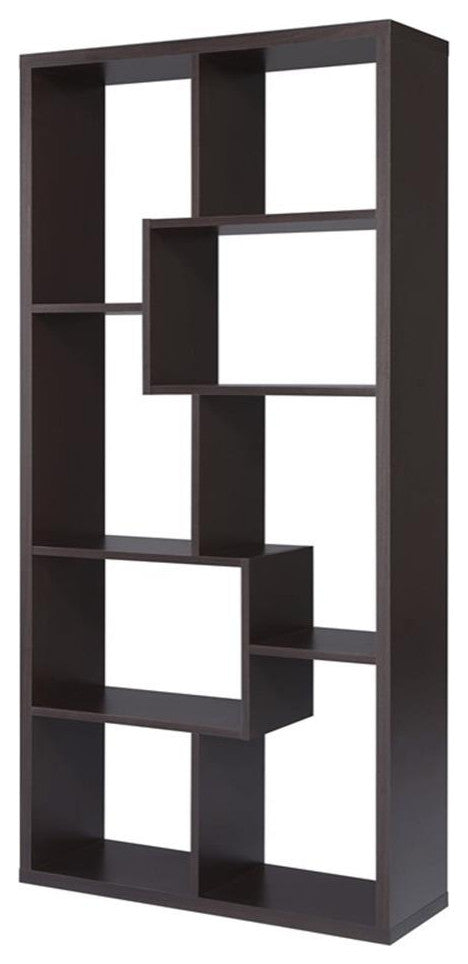 Catania Contemporary Wood 10-Shelf Bookcase in Walnut Finish