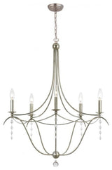 Metro 5 Light Chandelier, Antique Silver with Clear Glass Beads Crystal