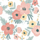 Poppy Floral Peel and Stick Wallpaper, White and Pink