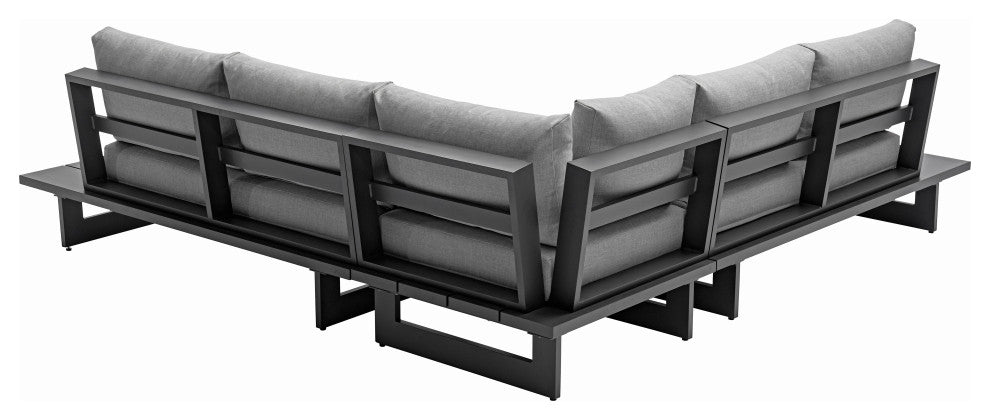 Maldives Outdoor Patio Sectional, Grey, Grey Frame
