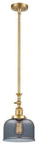 Large Bell 1 Light Mini Pendant, Satin Gold, Plated Smoke
