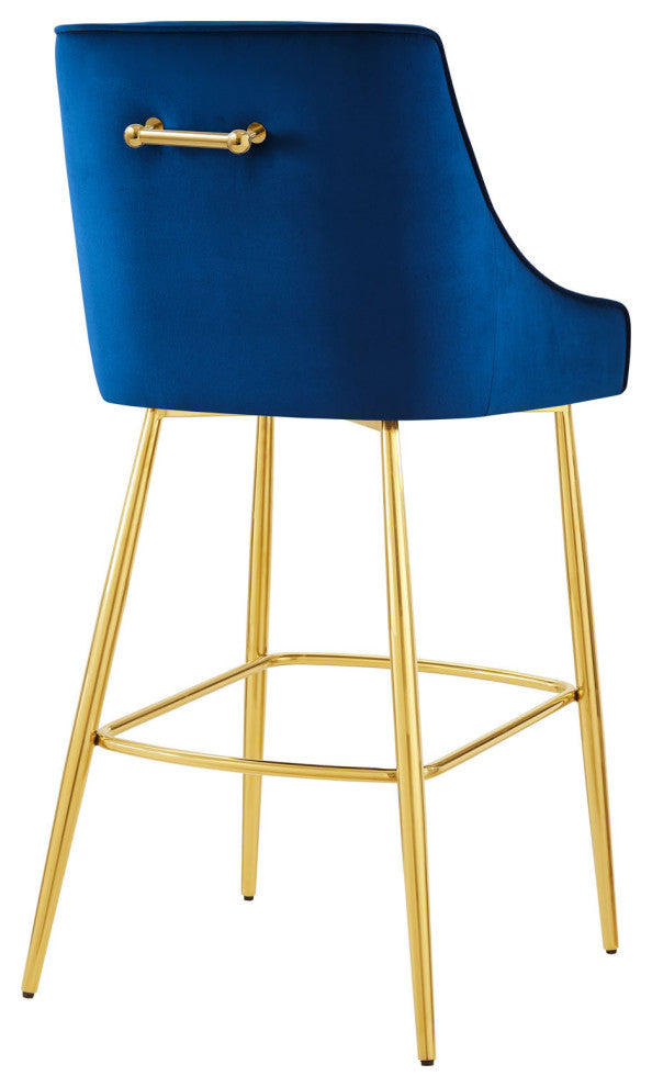 Discern Performance Velvet Bar Stool Navy -5473