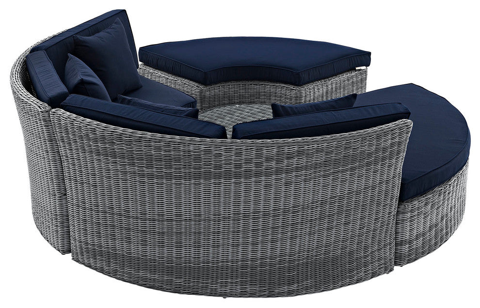 Canvas Navy Summon Circular Outdoor Patio Sunbrella Daybed