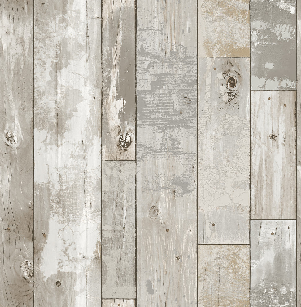 Deena Gray Distressed Wood Wallpaper Bolt