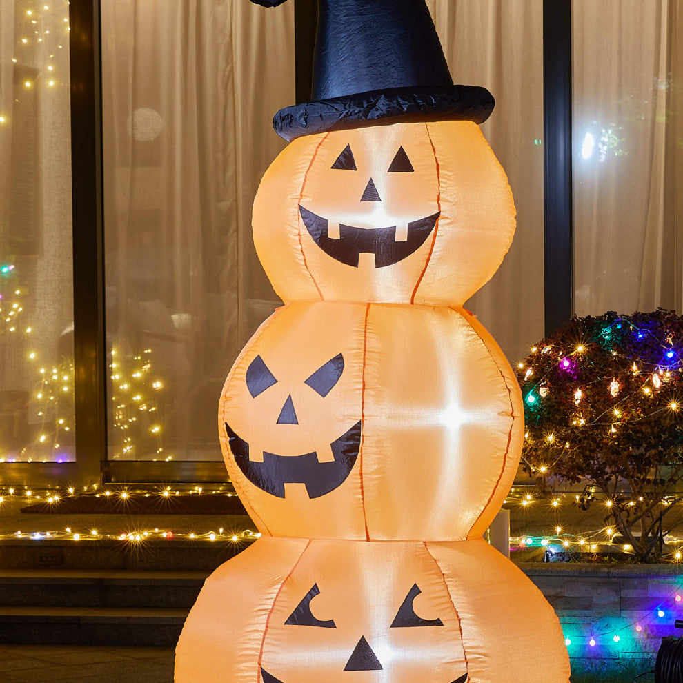 8' Lighted Inflatable Jack-O-Lantern Pumpkins Decor, Stacked Pumpkins