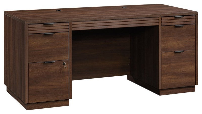 Sauder Englewood Engineered Wood Executive Desk in Spiced Mahogany