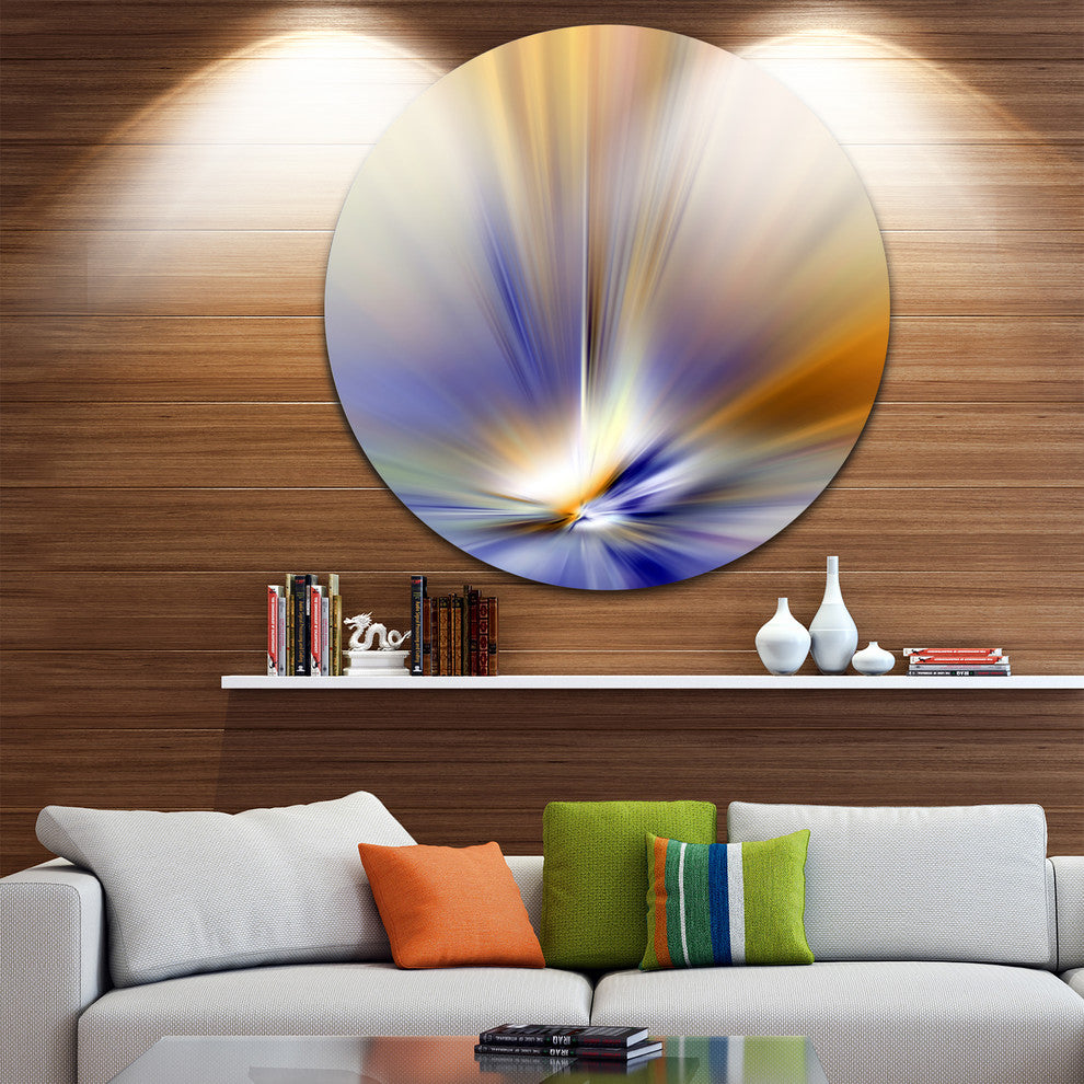 Brown Focus Light Upward, Abstract Digital Round Wall Art, 38"