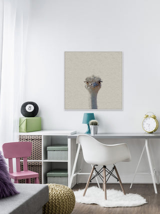 "Grumpy Ostrich II" Floater Framed Painting Print, Canvas, 48"x48"