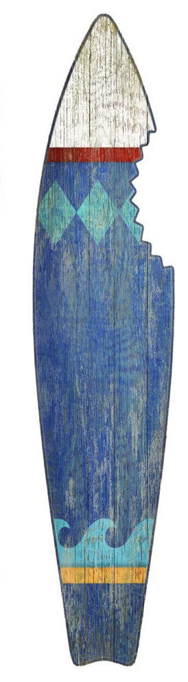 Vintage Sharkbite Blue Surfboard Wall Decor
