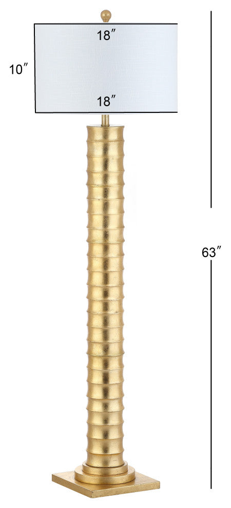 Serena 63" Metal LED Floor Lamp, Gold Leaf