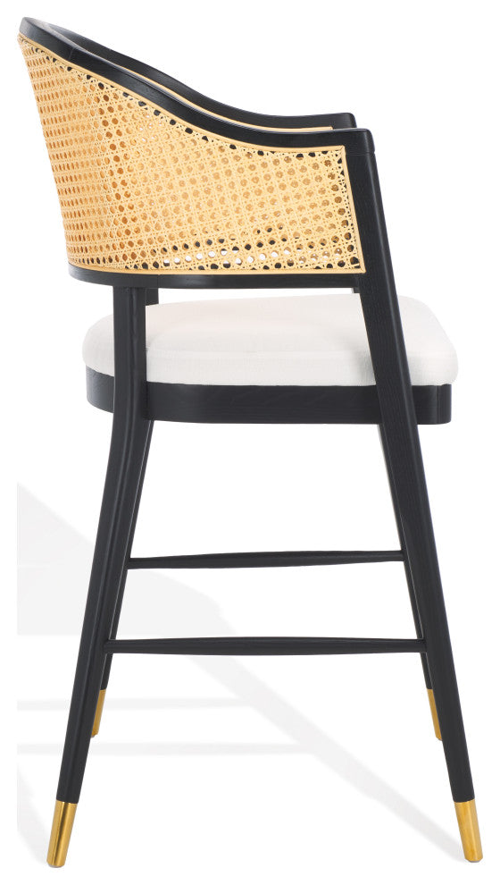 Safavieh Couture Rogue Rattan Barstool, Black/Natural