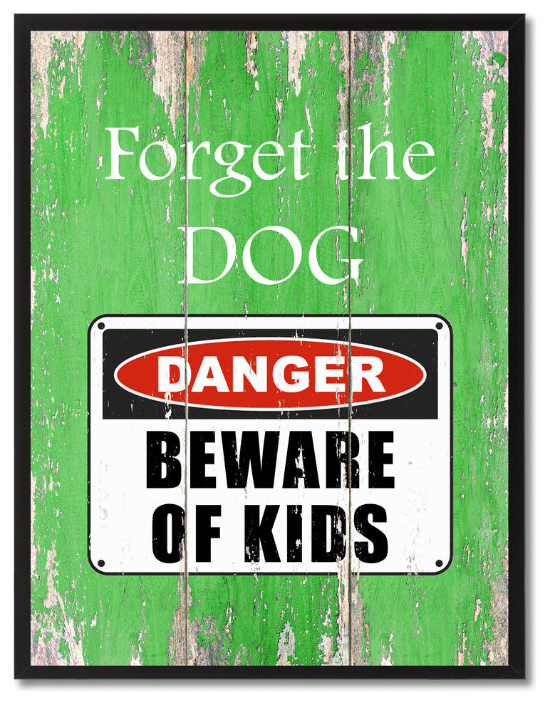 Beware Of Kids Danger Sign, Canvas, Picture Frame, 28"X37"