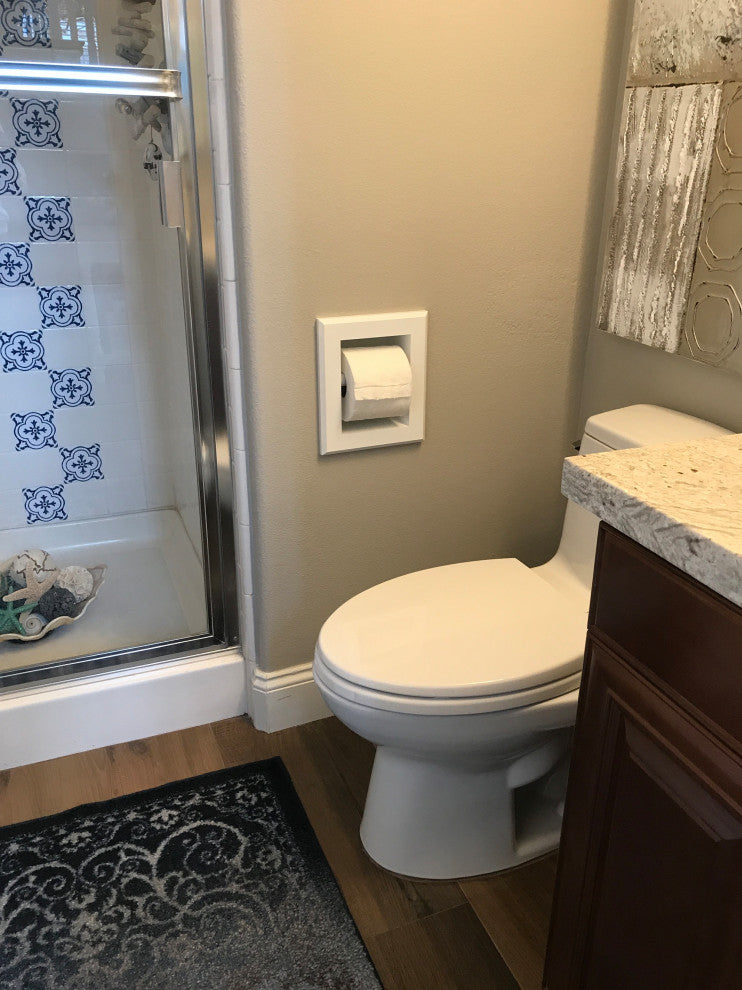 Tampa Recessed Solid Wood Toilet Paper Holder 7 x 8.5, Primed Gray