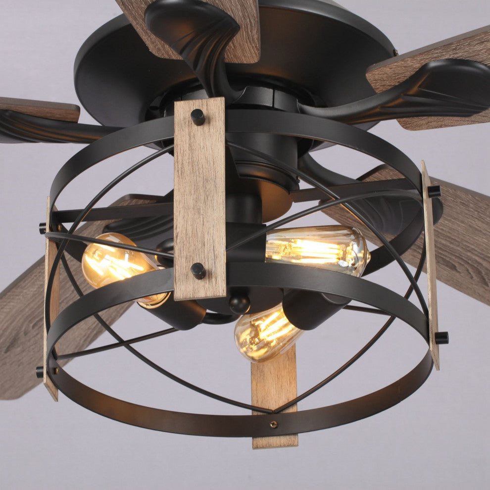 52 in Modern Ceiling Fan with Remote Control in Matte Black