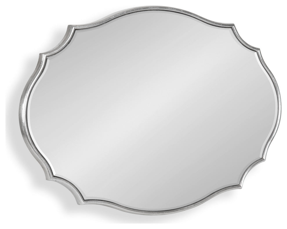 Leanna Scalloped Oval Wall Mirror, Silver, 18x24