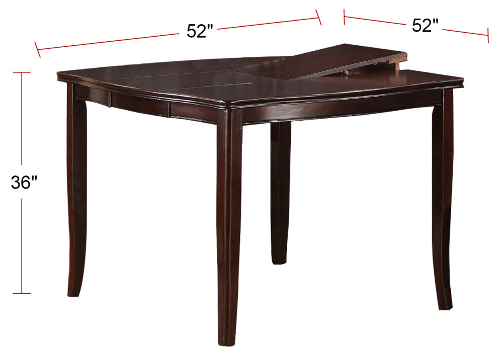 Counter Height Dining Table With Butterfly Leaf, Dark Brown