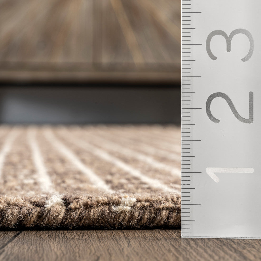 Melrose Checked Wool Area Rug, Brown 6''x9''