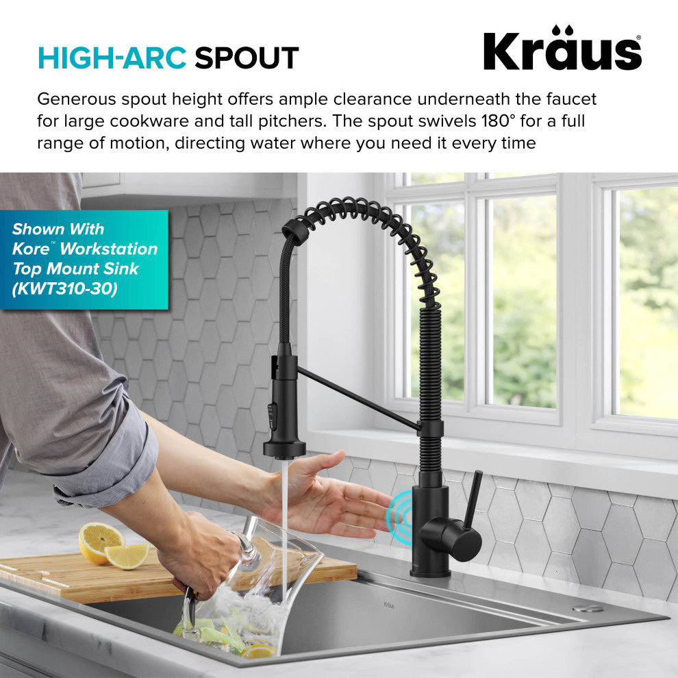 Bolden Commercial Style 2-Function Pull-Down 1-Handle 1-Hole Kitchen Faucet, Matte Black (Sensor Touchless)