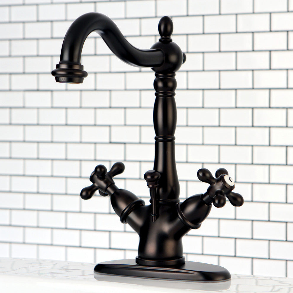 Kingston Brass Two-Handle Bathroom Faucet With Brass Pop-Up, Oil Rubbed Bronze