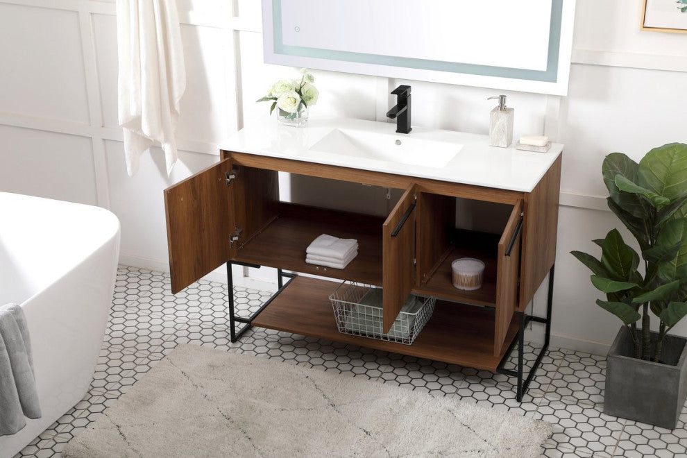48" Single Bathroom Vanity, Walnut Brown