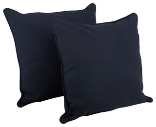25" Double Corded Solid Twill Square Floor Pillows Inserts, Set of 2, Navy