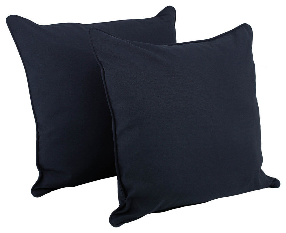 25" Double Corded Solid Twill Square Floor Pillows Inserts, Set of 2, Navy