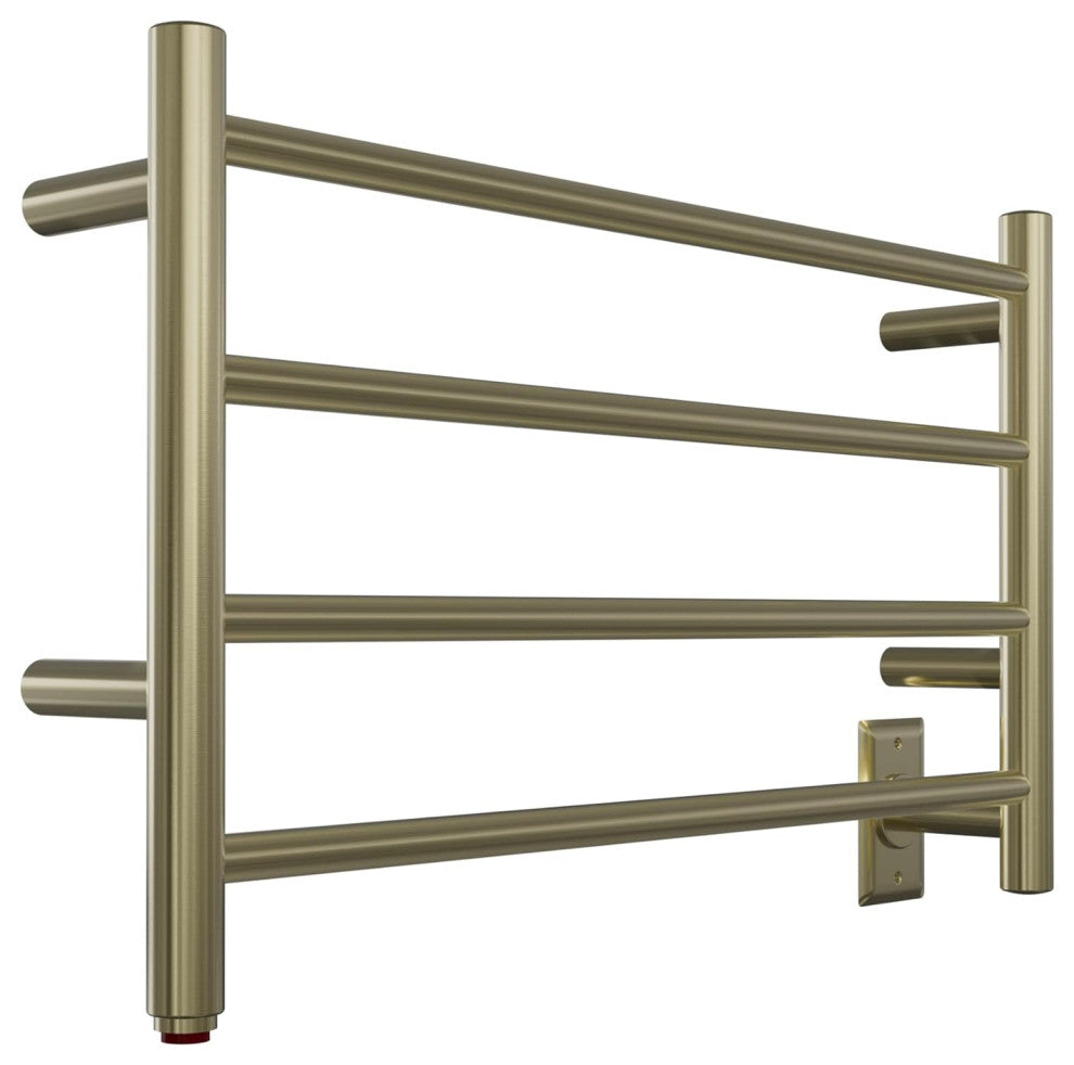 HEATGENE 4 Bar Wall-Mounted Plug-in / Hard-wiring Towel Warmer, Brushed Brass