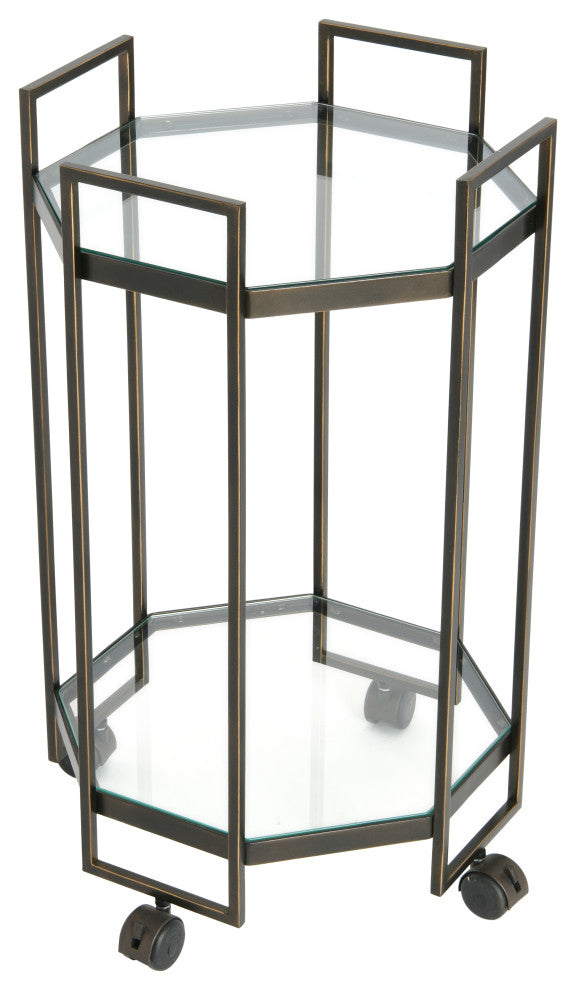 Octagon Black Metal Bar cart