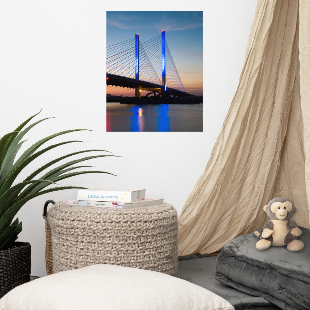 Indian River Inlet Bridge 2 Night Photography Unframed Wall Art Print, 16" X 20"