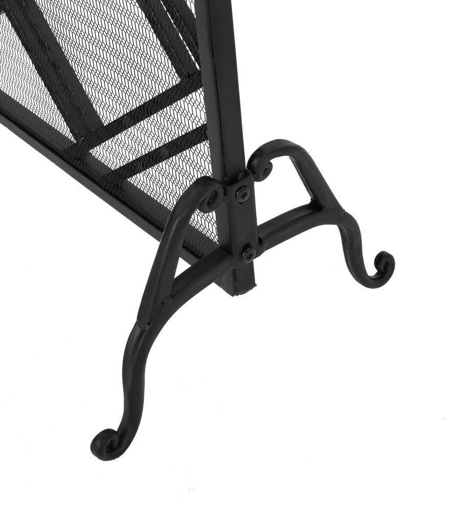 GDF Studio Jalama Single Panel Iron Fireplace Screen, Black