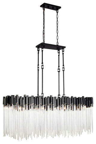 Matrix 8-Lt Linear Pendant - Matte Black/French Gold