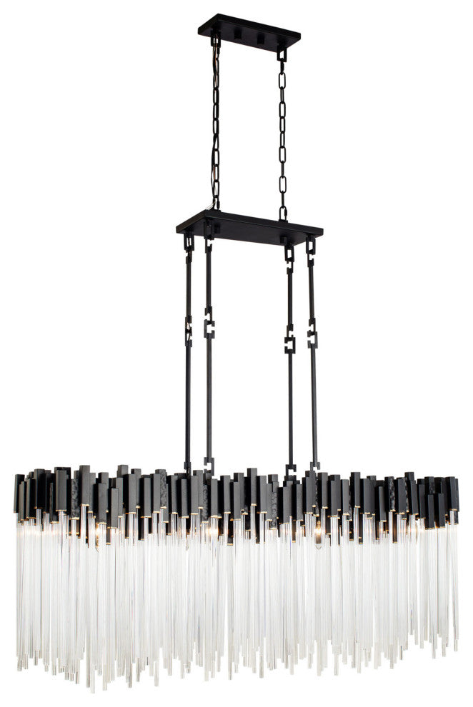 Matrix 8-Lt Linear Pendant - Matte Black/French Gold