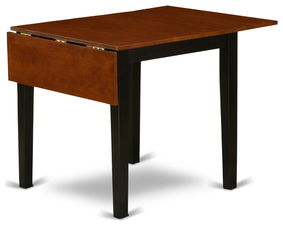 5Pc Kitchen Set, Drop Leaf Table, 4 Chairs, Solid Seat, Black-Cherry