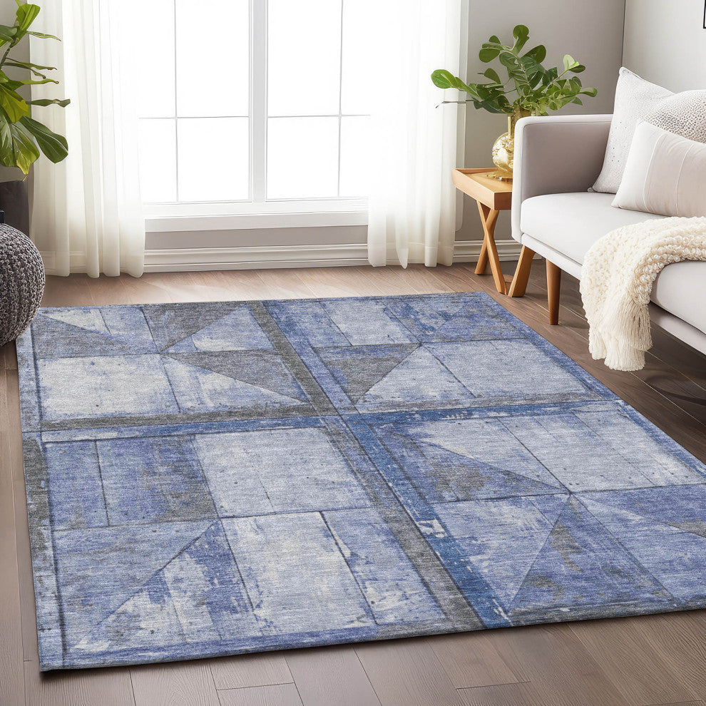 Machine Washable Indoor/Outdoor Chantille ACN1875 Denim 5' x 7'6" Rug