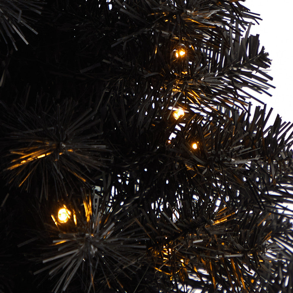 2'' Black Artificial Christmas Tree With 35 LED Lights and 72 Bendable Branches