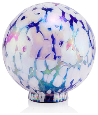 Alpine Blue & White Gazing Globe with LED Lights, 10 Inch Tall
