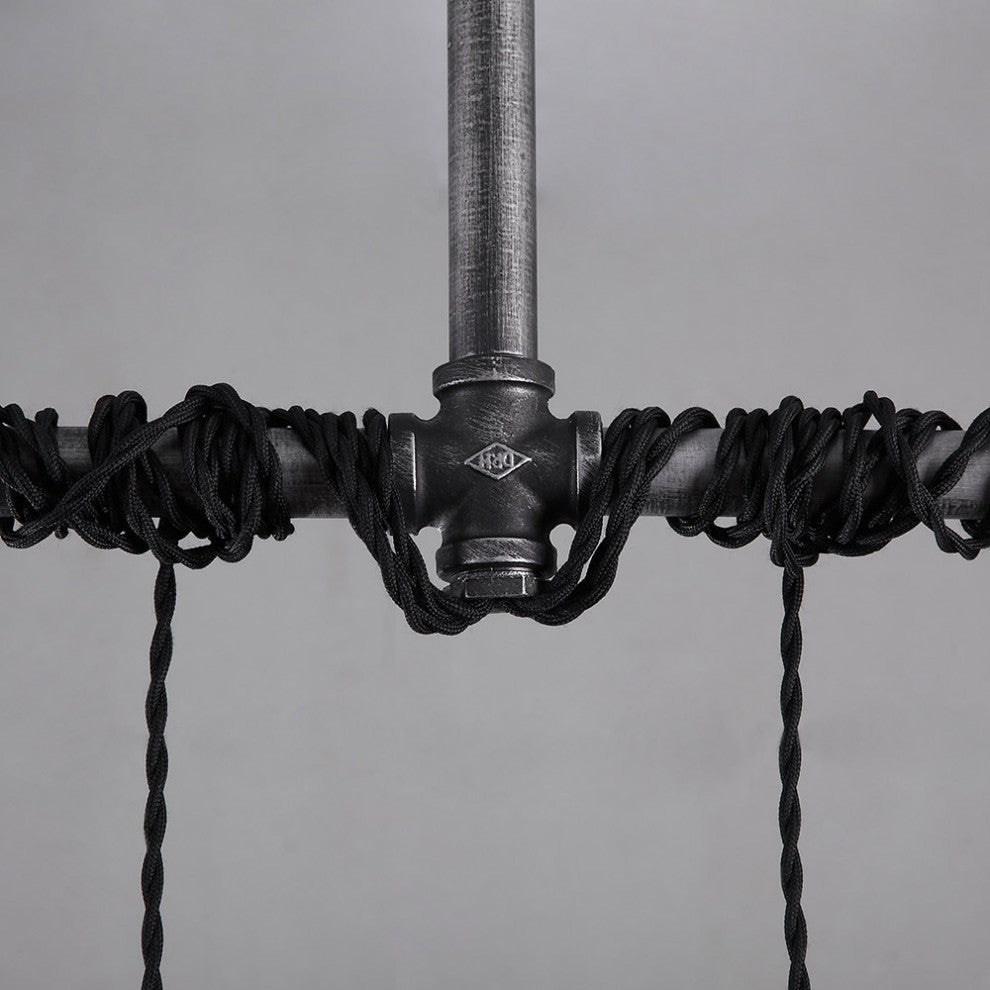 Industrial 6-Light Plumbing Pipe Hanging Metal Pendant Light for Kitchen Island