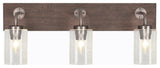 Oxbridge 3 Light Bath Bar, Graphite & Painted Distressed Metal, 4" Clear Bubble