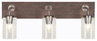 Oxbridge 3 Light Bath Bar, Graphite & Painted Distressed Metal, 4" Clear Bubble