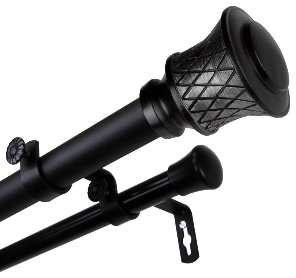 Alina 1" Double Curtain Rod, Black, 160-240"