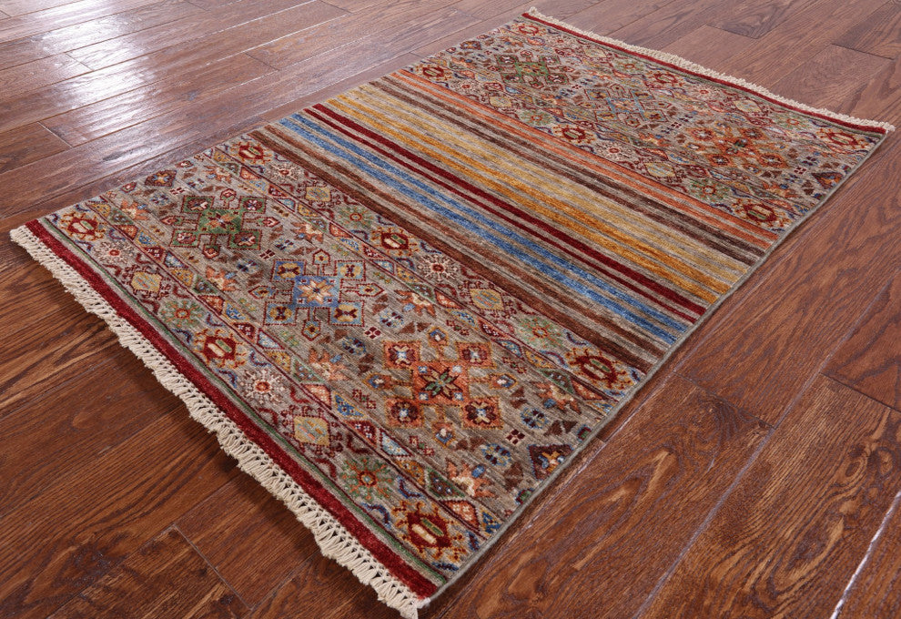 2' 8" X 3' 9" Hand Knotted Khorjin Super Kazak Wool Rug Q7587
